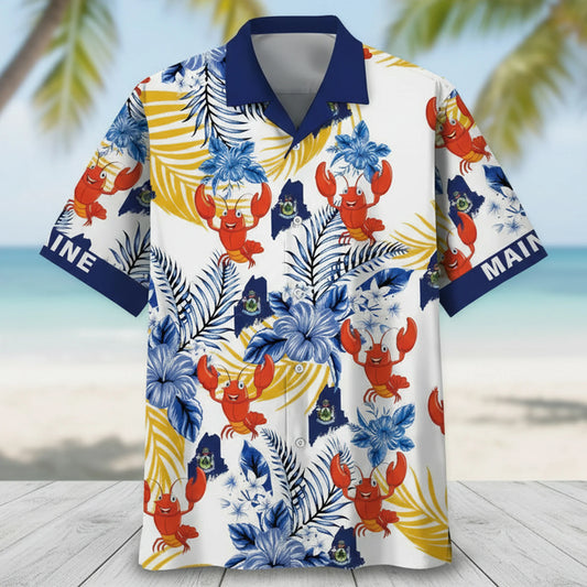 Maine State Proud Lobster Hawaiian Shirt - S - hawaiian shirt