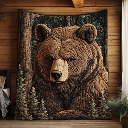 Majestic Angry Bear Quilt Blanket