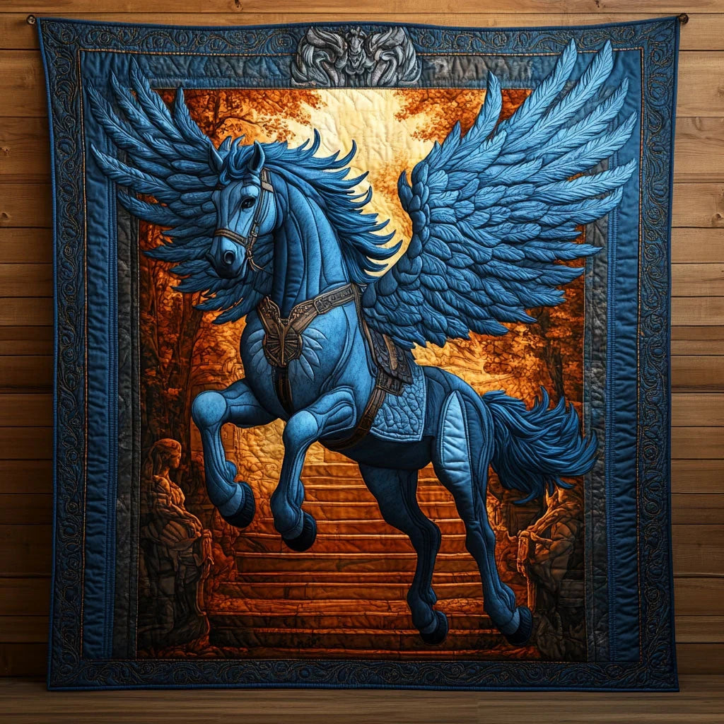 Majestic Blue Horse Quilt Blanket
