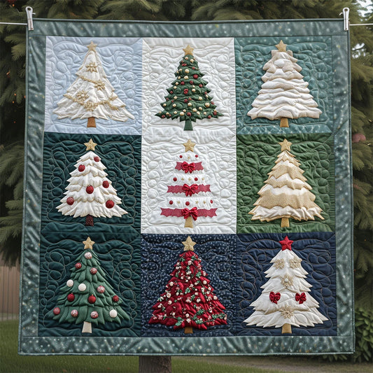 Majestic Geometric Christmas Tree Quilt Blanket