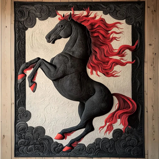 Majestic Red Mane Quilt Blanket