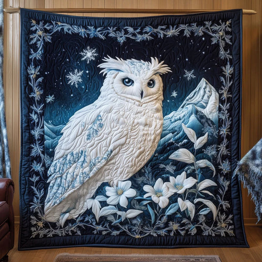 Majestic Snow Owl Quilt Blanket