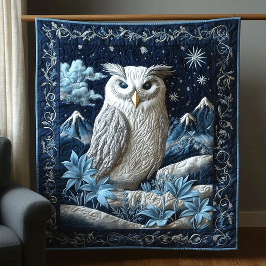 Majestic Snow Owl Quilt Blanket
