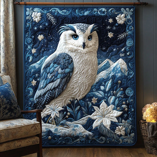 Majestic Snow Owl Quilt Blanket