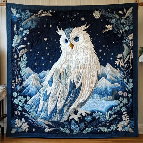 Majestic Snow Owl Quilt Blanket