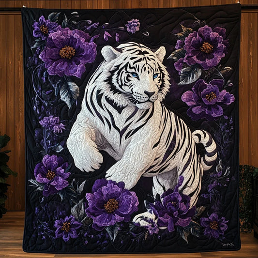 Majestic White Tiger Quilt Blanket