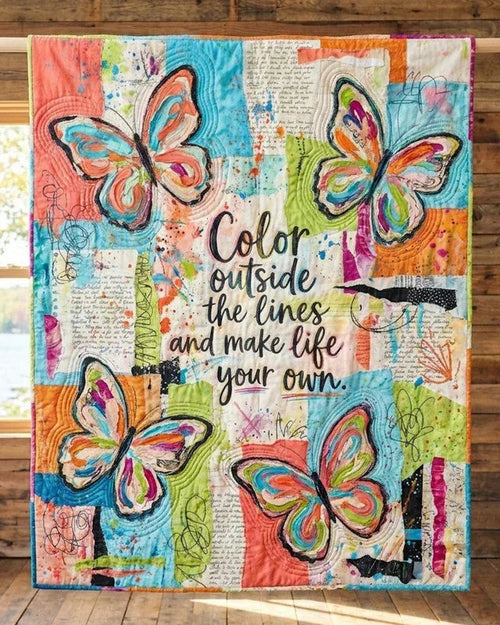Make Life Your Own Quilt Blanket - Quilted Blanket by OtterMia