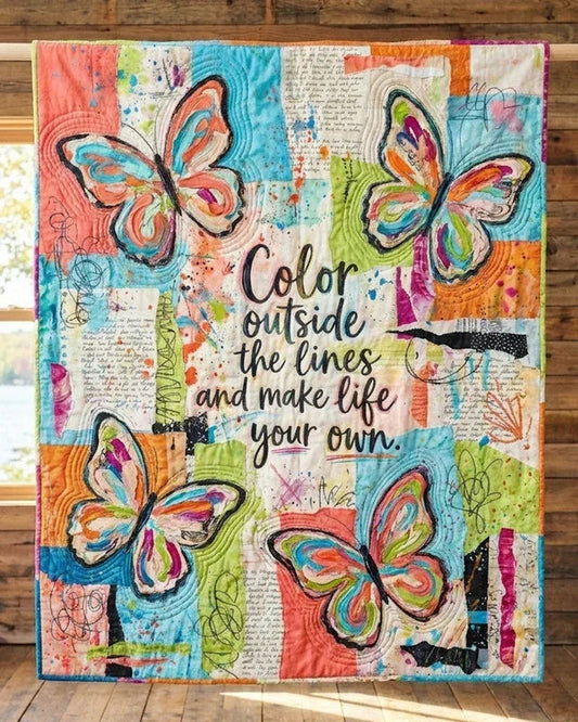 Make Life Your Own Quilt Blanket - Quilted Blanket by OtterMia