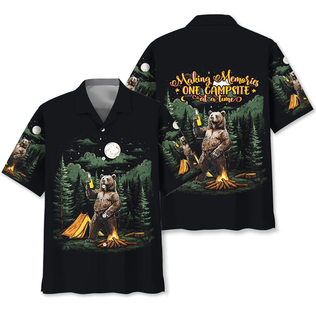 Making Memories One Campsite at a Time Bear Hawaii - S - hawaiian shirt