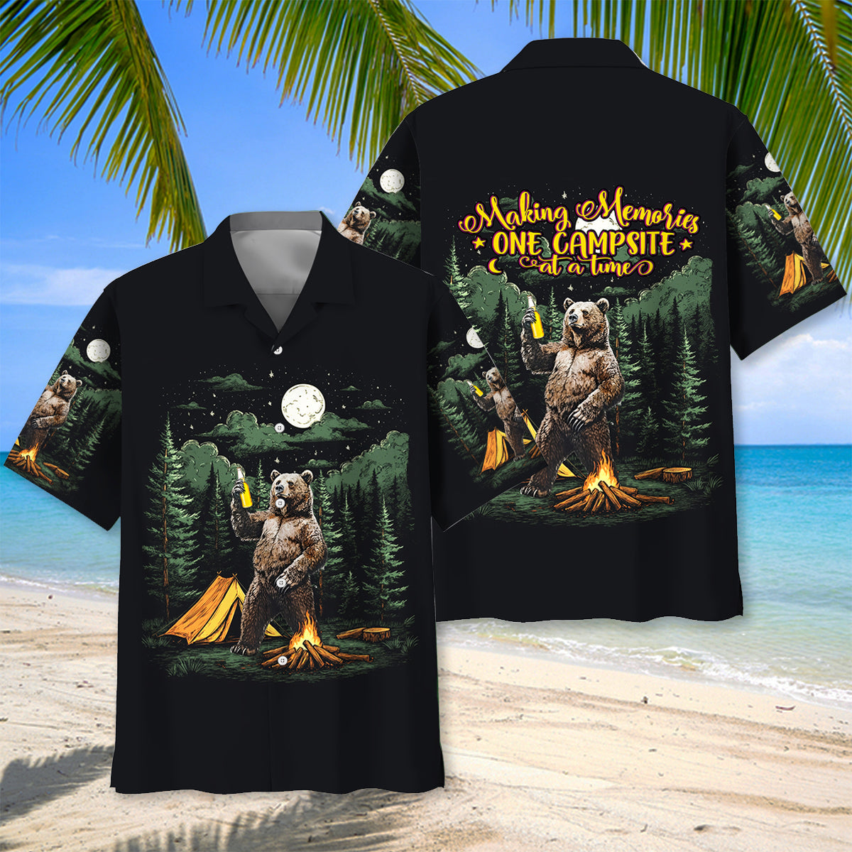 Making Memories One Campsite at a Time Bear Hawaii - M - hawaiian shirt