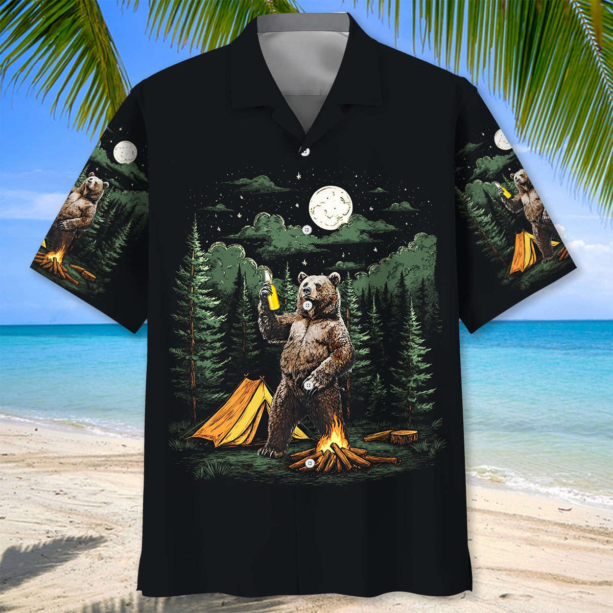 Making Memories One Campsite at a Time Bear Hawaii - L - hawaiian shirt