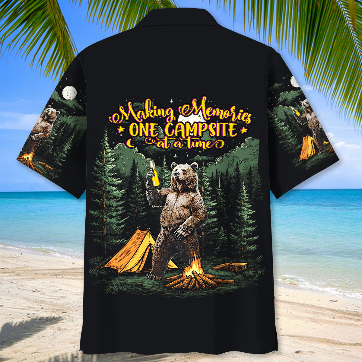 Making Memories One Campsite at a Time Bear Hawaii - XL - hawaiian shirt