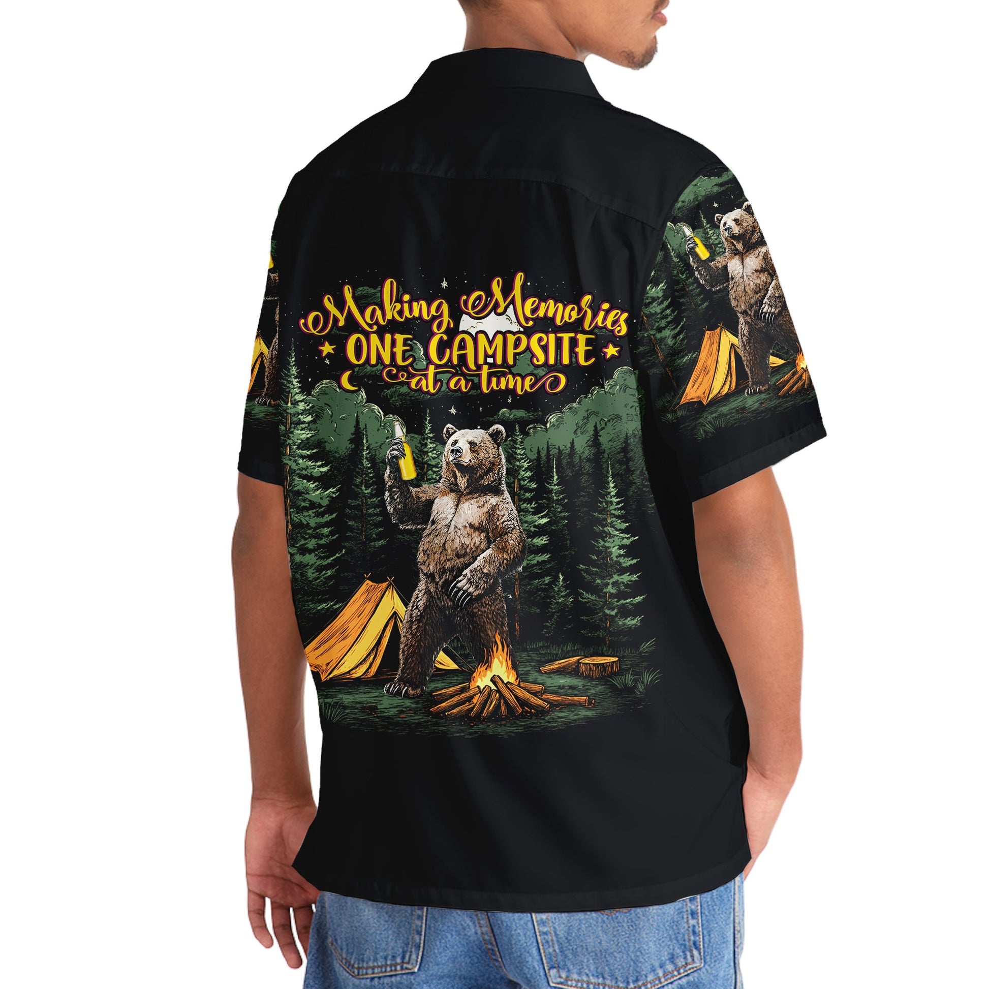 Making Memories One Campsite at a Time Bear Hawaii - 3XL - hawaiian shirt