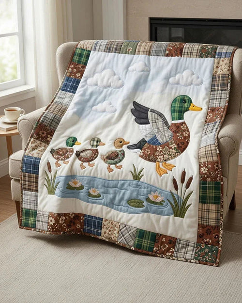 Mallard Duck Quilt Blanket - Quilted Blanket by OtterMia