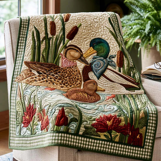 Mallard Escape Quilt Blanket - Quilted Blanket by OtterMia
