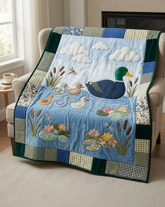 Mallard Mama Quilt Blanket - Quilted Blanket by OtterMia