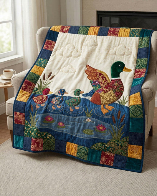 Mallard Pond Quilt Blanket - Quilted Blanket by OtterMia