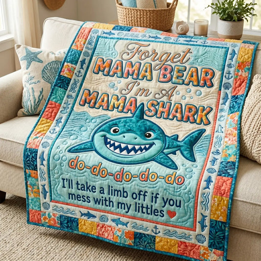 Mama Shark Quilt Blanket