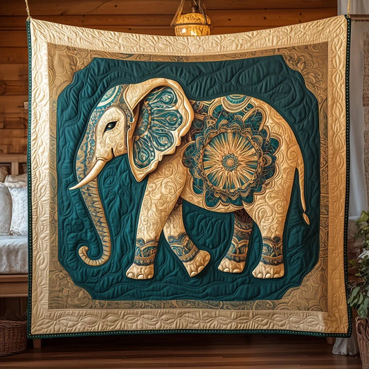 Mandala Elephant Of Wisdom Quilt Blanket