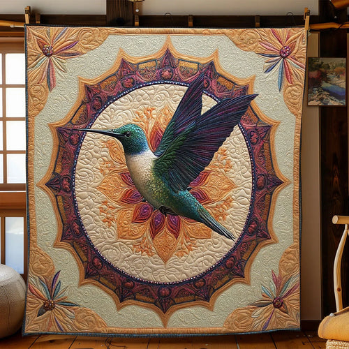 Mandala Hummingbird Quilt Blanket
