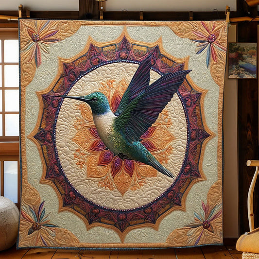 Mandala Hummingbird Quilt Blanket