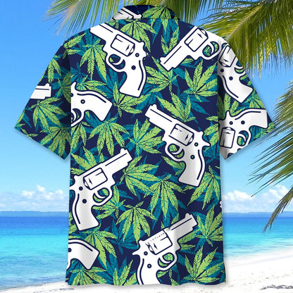 Marijuana Leaf Guns Hawaiian Shirt