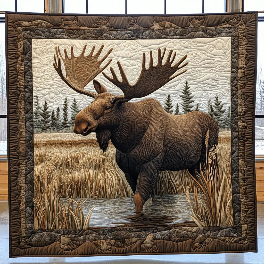 Marsh Moose Quilt Blanket