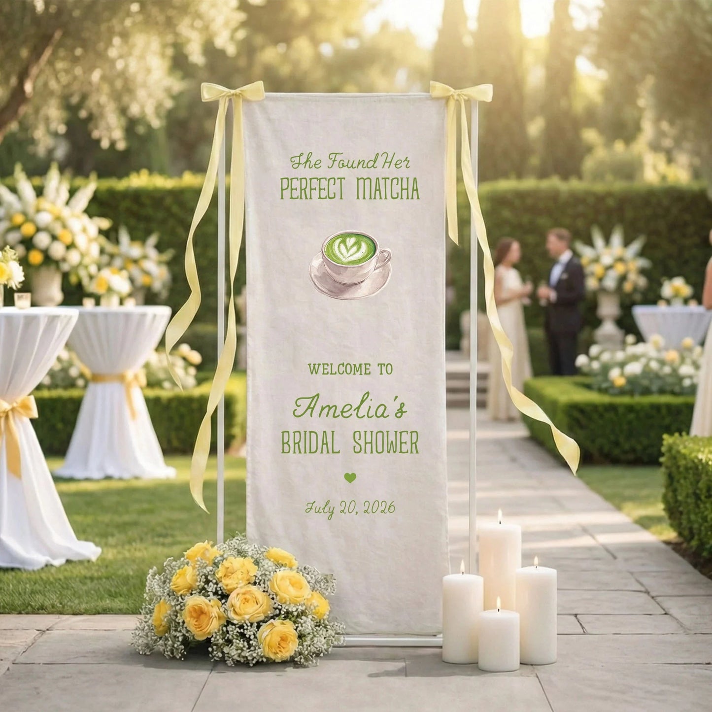 Matcha Bridal Shower Banner Stand Personalized Bridal Shower Welcome Sign Perfect Matcha Theme Custom Name Decor, bridal s...