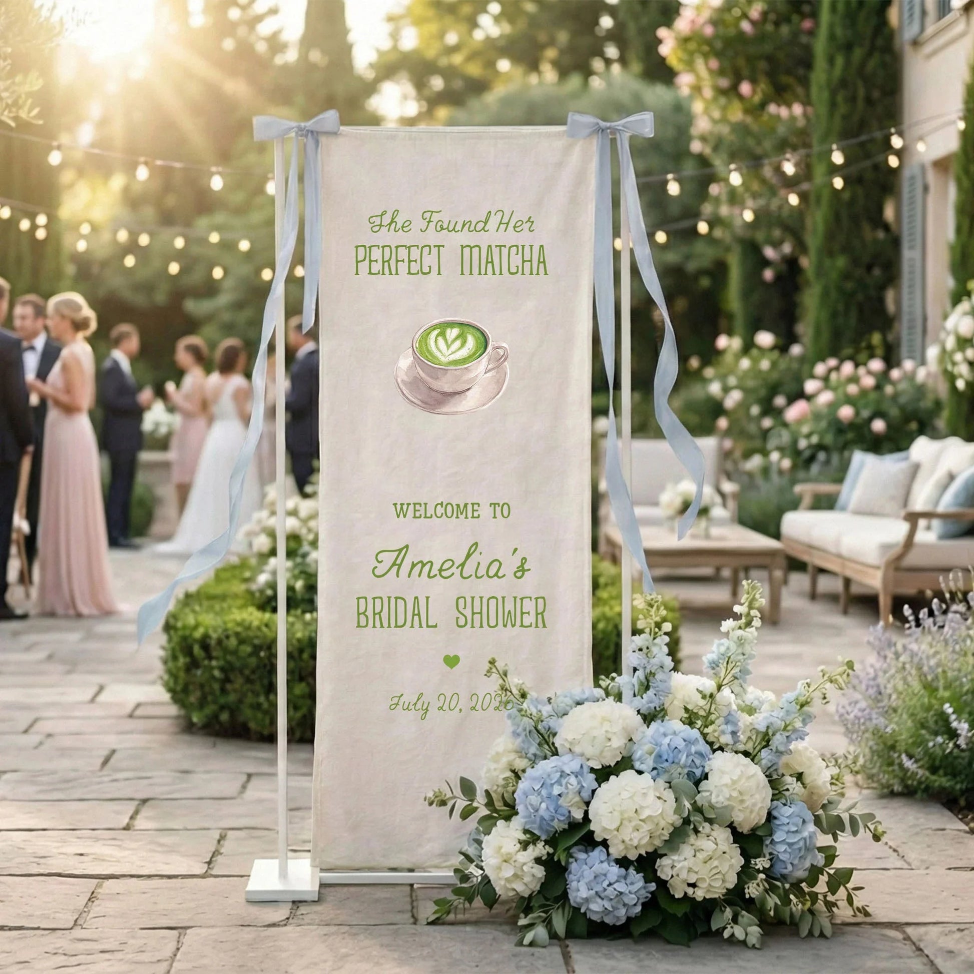Matcha Bridal Shower Banner Stand Personalized Bridal Shower Welcome Sign Perfect Matcha Theme Custom Name Decor, bridal s...
