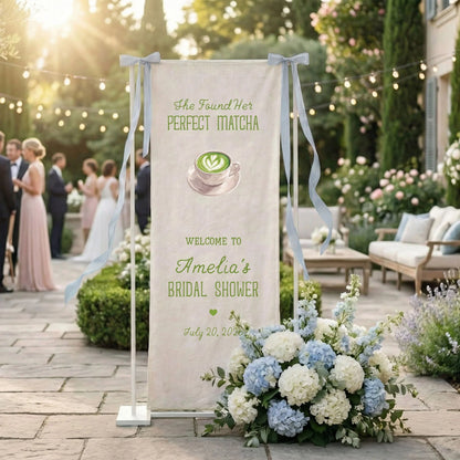 Matcha Bridal Shower Banner Stand Personalized Bridal Shower Welcome Sign Perfect Matcha Theme Custom Name Decor, bridal s...