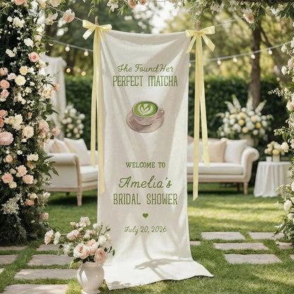 Matcha Bridal Shower Banner Stand Personalized Bridal Shower Welcome Sign Perfect Matcha Theme Custom Name Decor, bridal s...