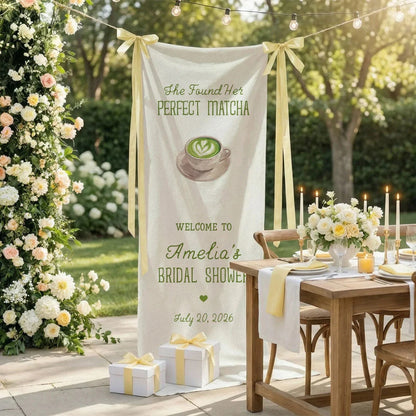 Matcha Bridal Shower Banner Stand Personalized Bridal Shower Welcome Sign Perfect Matcha Theme Custom Name Decor, bridal s...