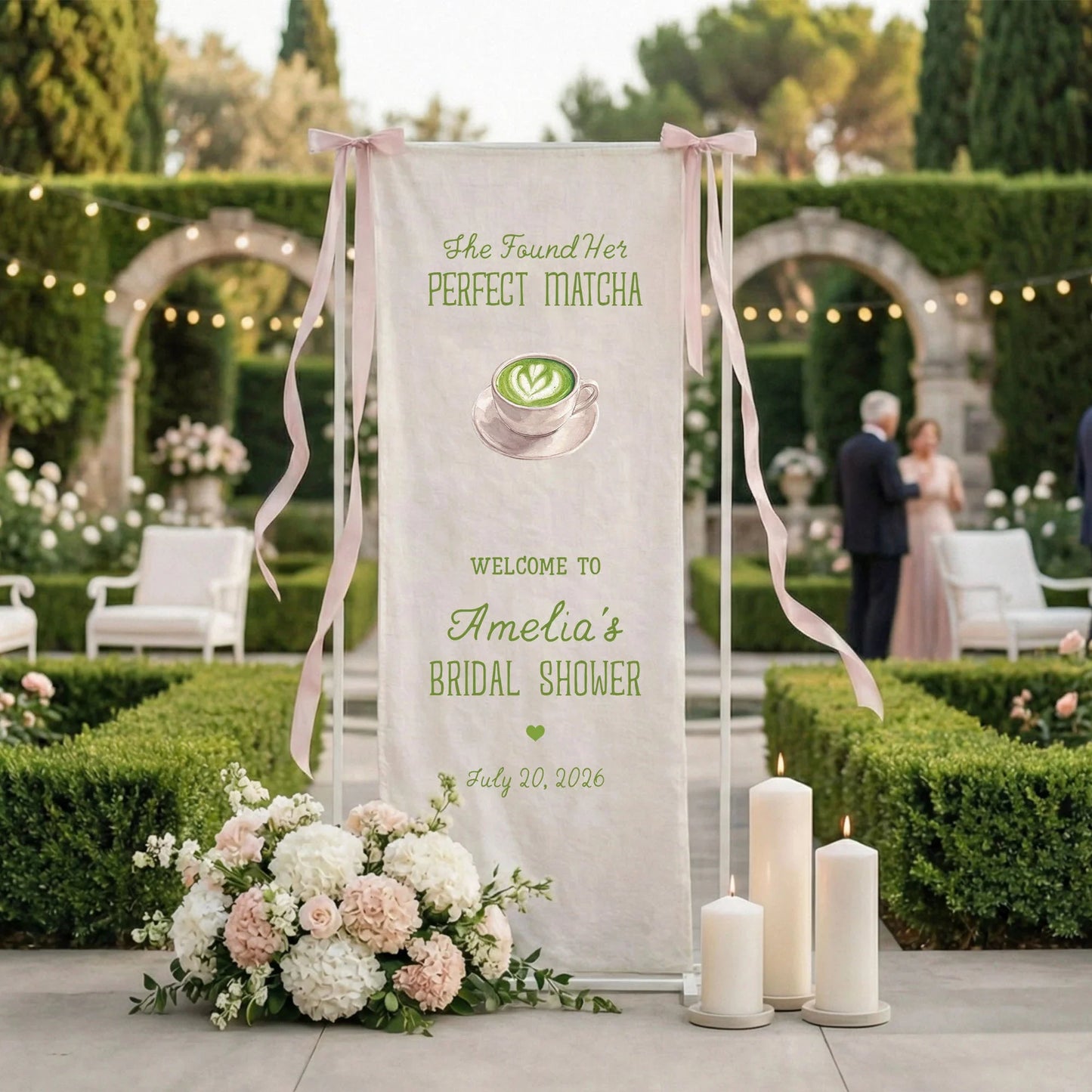 Matcha Bridal Shower Banner Stand Personalized Bridal Shower Welcome Sign Perfect Matcha Theme Custom Name Decor, bridal s...