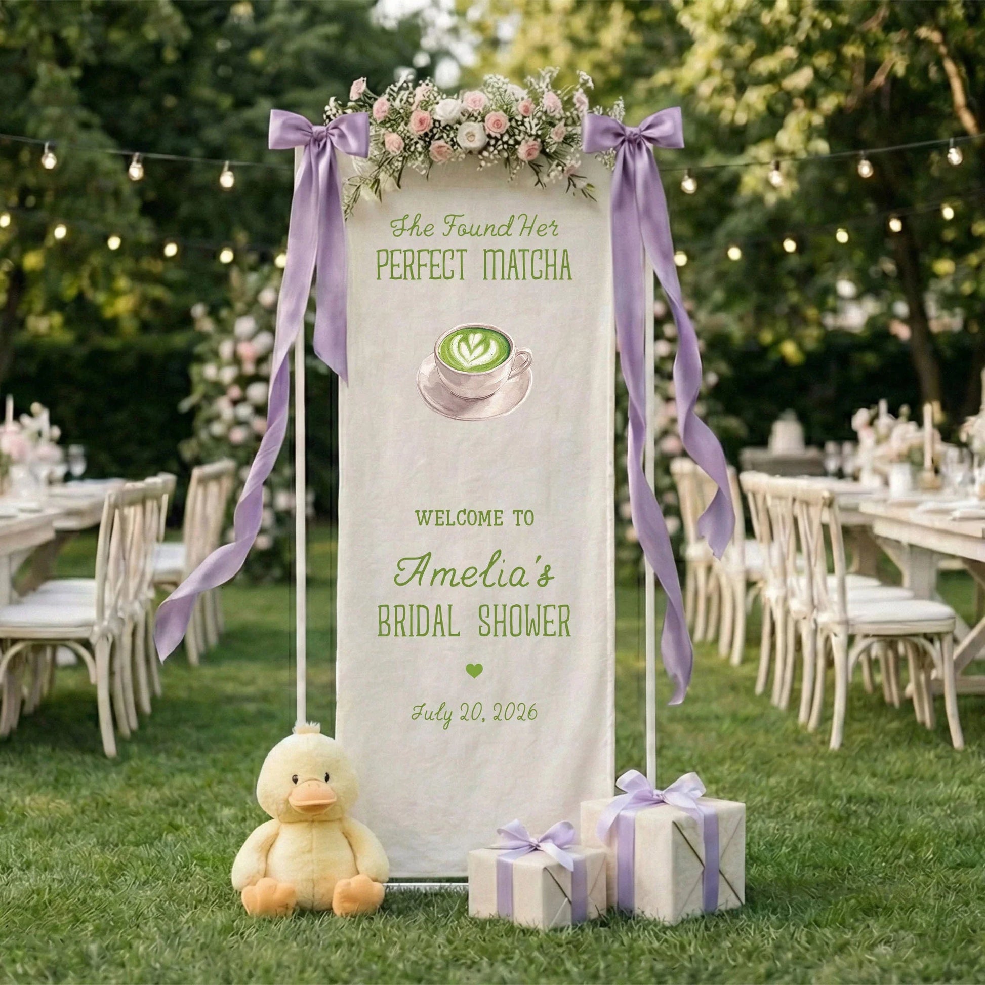 Matcha Bridal Shower Banner Stand Personalized Bridal Shower Welcome Sign Perfect Matcha Theme Custom Name Decor, bridal s...