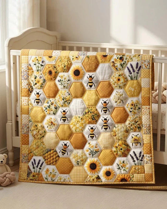 Meadow Buzz Quilt Blanket - Quilted Blanket by OtterMia
