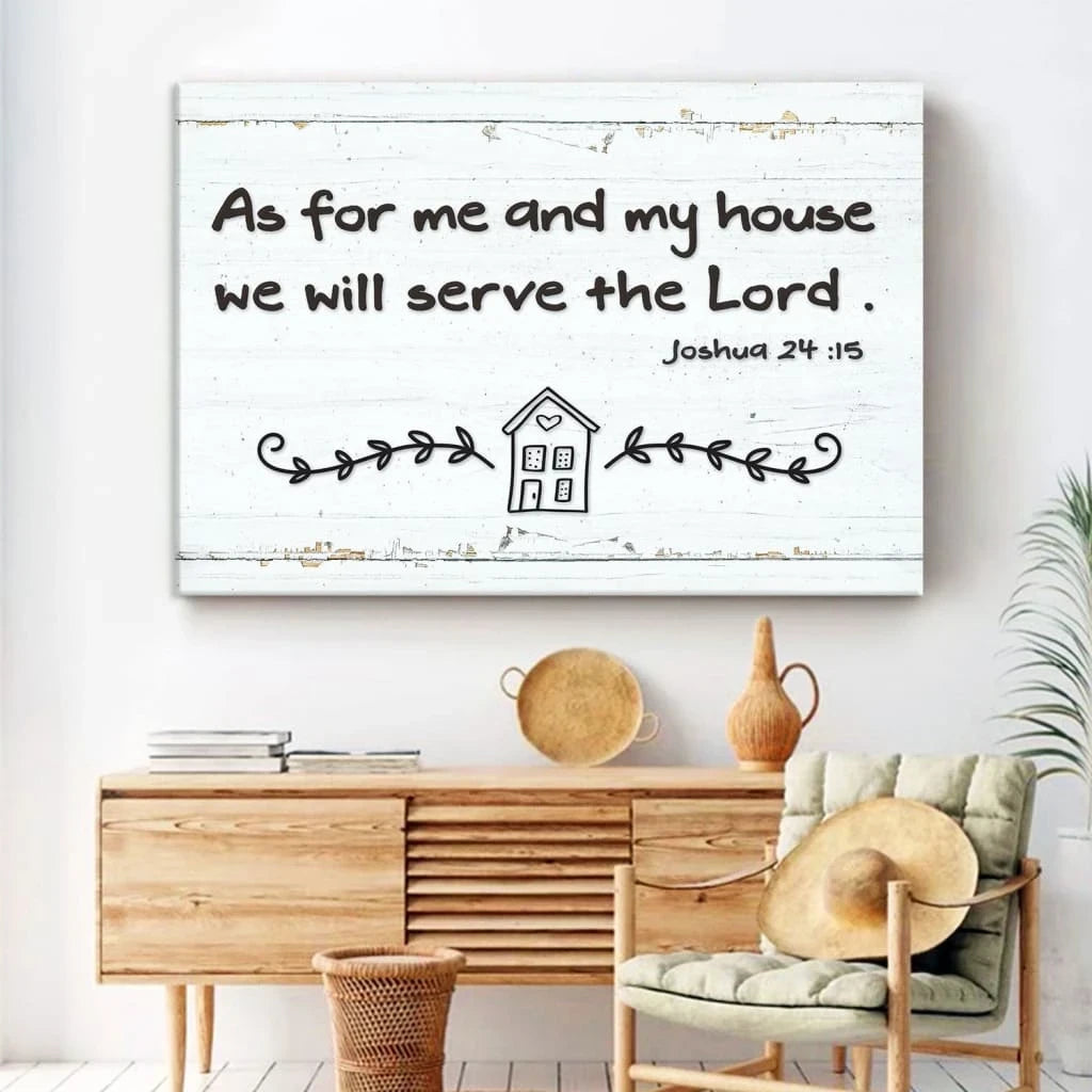 christian wall art as for me and my house we will serve the lord canvas modern farmhouse (Landscape) (view 3)