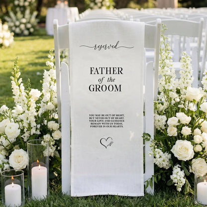 Reserved Father of the Groom Memorial Chair Sign Personalized Wedding Chair Sign Linen Ceremony Decor, gentle memorial kee...