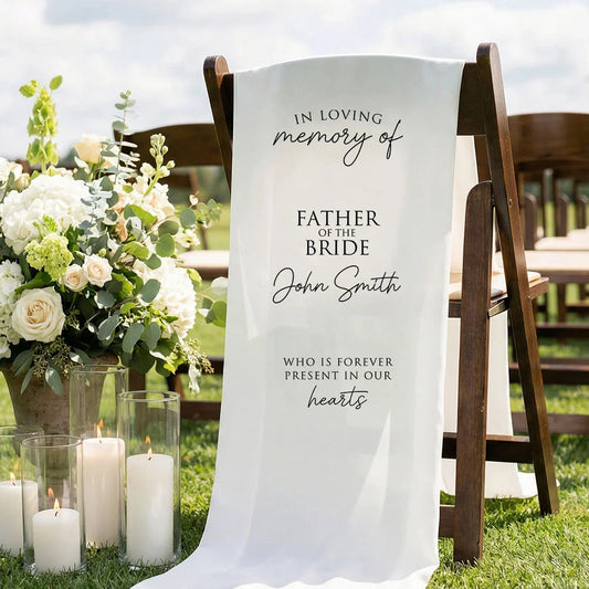 Memorial Chair Sign Personalized In Loving Memory Wedding Chair Sign Custom Name Linen Memorial Decor, gentle memorial kee...