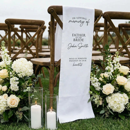 Memorial Chair Sign Personalized In Loving Memory Wedding Chair Sign Custom Name Linen Memorial Decor, gentle memorial kee...