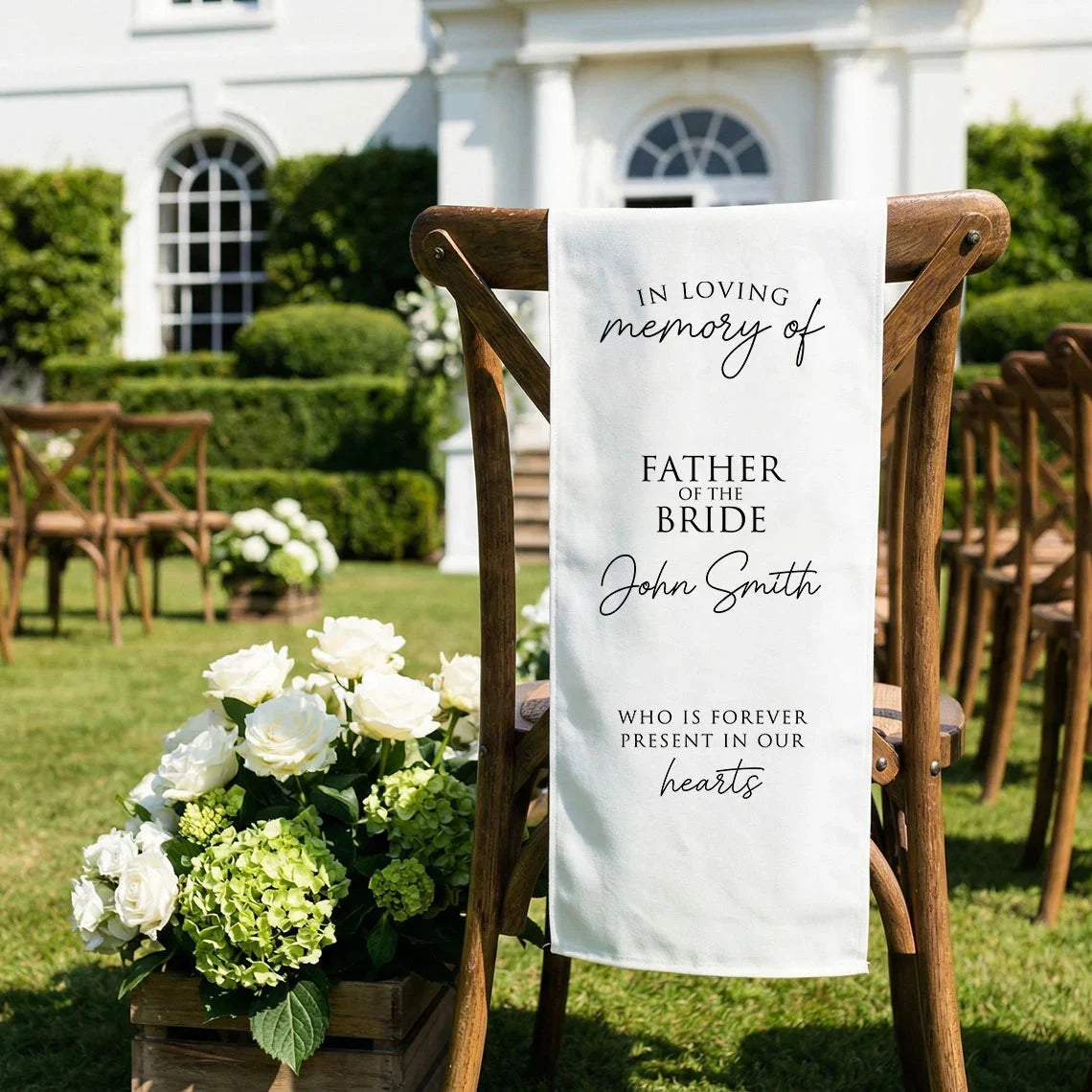 Memorial Chair Sign Personalized In Loving Memory Wedding Chair Sign Custom Name Linen Memorial Decor, gentle memorial kee...