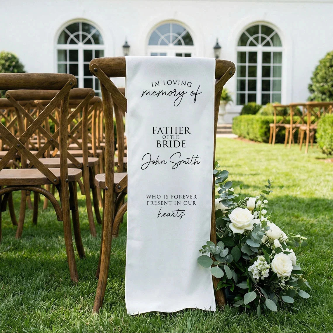 Memorial Chair Sign Personalized In Loving Memory Wedding Chair Sign Custom Name Linen Memorial Decor, gentle memorial kee...