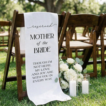 Reserved Mother of the Bride Memorial Chair Sign Wedding Reserved Seat In Loving Memory Chair Cover, gentle memorial keepsake