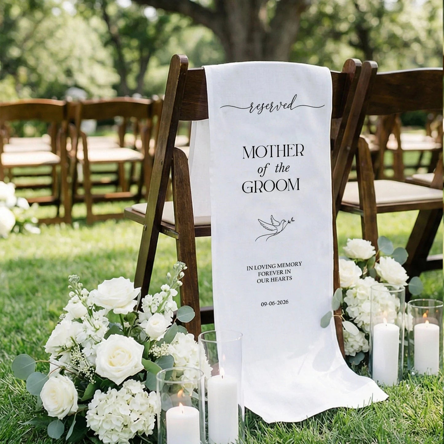 Reserved Mother of the Groom Memorial Chair Sign Personalized Wedding Memory Chair Cover, gentle memorial keepsake (view 3)