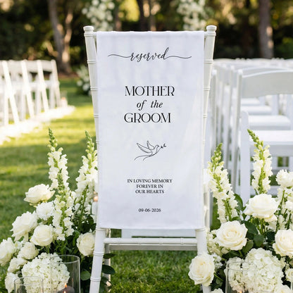 Reserved Mother of the Groom Memorial Chair Sign Personalized Wedding Memory Chair Cover, gentle memorial keepsake (view 7)