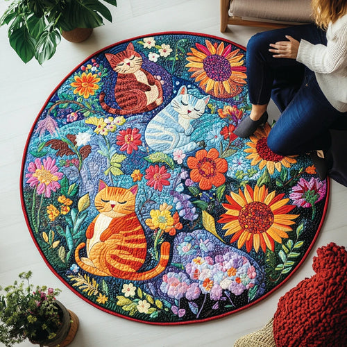 Meow Magic Spot Quilted Round Mat