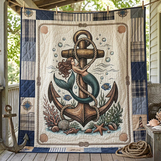 Mermaid Anchor Quilt Blanket