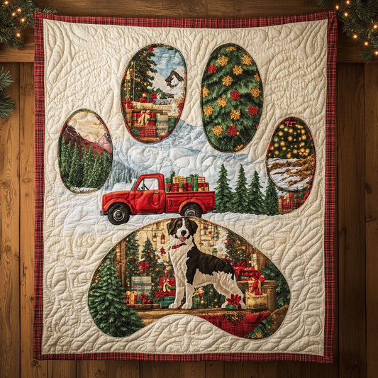 Merry Border Collie Paw Quilt Blanket