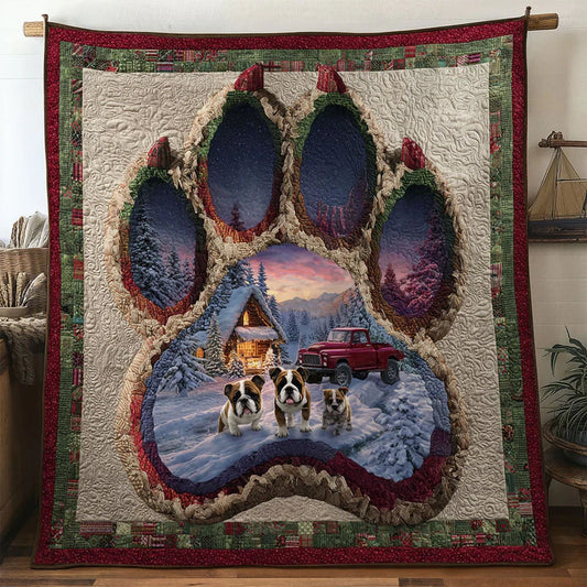 Merry Bulldogs Paw Quilt Blanket