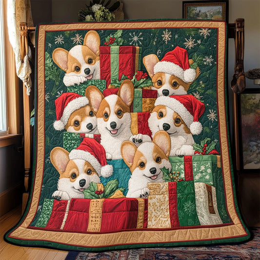 Merry Corgis Quilt Blanket