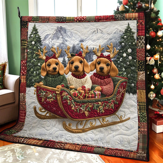 Merry Dachshund Quilt Blanket